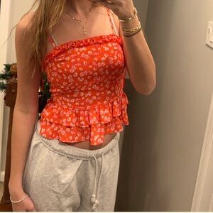 Mi Ami orange floral crop top for summer